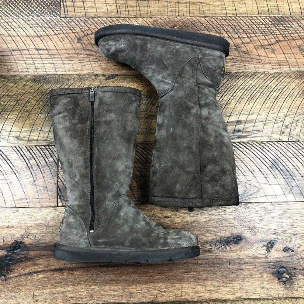 UGG Australia 7 Womens kenly Tall brown Boots winter zip shearling suede leather
